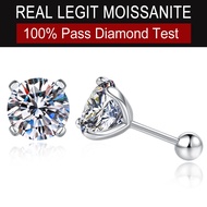 Real Moissanite Screw 4 Prong Earring s925 Sterling Silver 2ct 1ct 0.5ct 0.3ct 0.2ct Classic Anti-lo