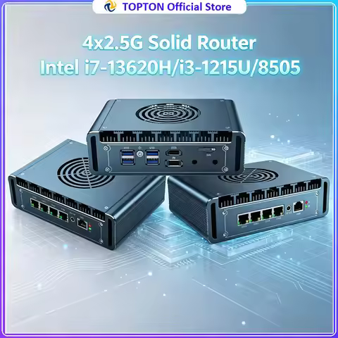 Topton Solid Mini Firewall PC Intel i7 i5 i3 8505 J6412 J5005 6305 4x i226 2.5G LAN pfSense PVE Mini
