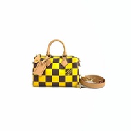 Louis Vuitton LV 黃色棋盤格 菲董聯名 speedy 25 肩背包