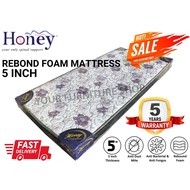 Honey High Density Rebond Foam Single Mattress 5" / 3ft Tilam Rebond Foam 5" / 床褥