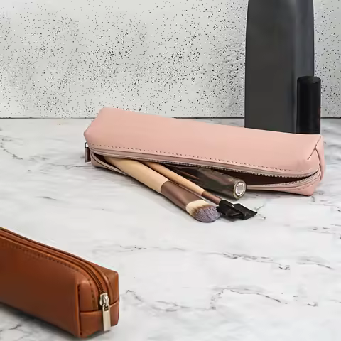 Mini Makeup Pencil Case Bag, Makeup Bag, Eyebrow Brush Pencil Case, Premium Faux Leather Pencil Case