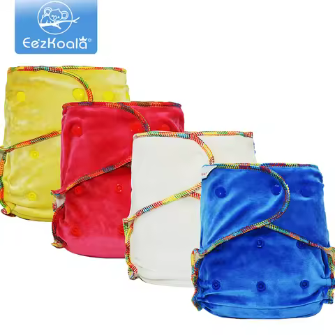 EezKoala Bamboo Velour Fitted Cloth Diaper Eco-Friendly Reusable Heavy Wetter AI2 Baby AIO Diaper Wa