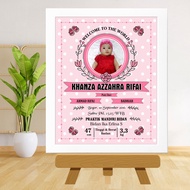 Biodata Kelahiran Bayi Biodata Bayi Hiasan Dinding Plus Bingkai 10r 20x5 cm Tema Minimalis Pink New