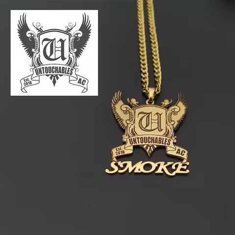 Customized Fashion Trend Classic Personalized Text Carving Pendant Necklace Stainless Steel Text Pic