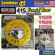 SUPRIMO 415 Yamaha Y15 Y15ZR Y16 Y16ZR 6 Screw Gold Rear 415 Sprocket Racing Front Spocket Spoket 6 