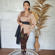 Lavina Silk Metallic Kebaya and Full Stretch Knit Skirt Balinese Songket Design Modern Balinese Keba