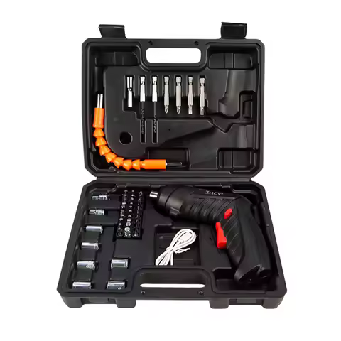 47Pcs 4.2V Rechargeable Cordless Electric Screwdriver Mini Drill Set With Lithium Battery For Househ