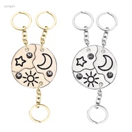 3 Pieces New Round Sun Star Moon Pendant Keychain Best Friend Forever Friendship Men And Women Key C