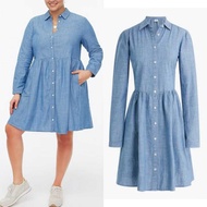 J.Crew Front Button Long Sleeve Chambray Dress