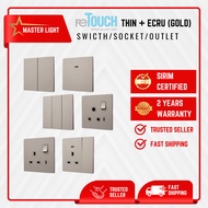 [SIRIM] RETOUCH THIN+ ECRU (GOLD) SWITCH / SWITCHES SOCKET OUTLET FRAMELESS DESIGN SPANISH BRAND