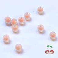 manik bola bulat akrilik frosted isi warna ukuran 8mm (10pcs) - orange