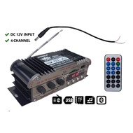Car Amplifier with Bluetooth/USB/SD/FM 4 Channel 400W 12V Bosca C-521L Stereo Amplifier
