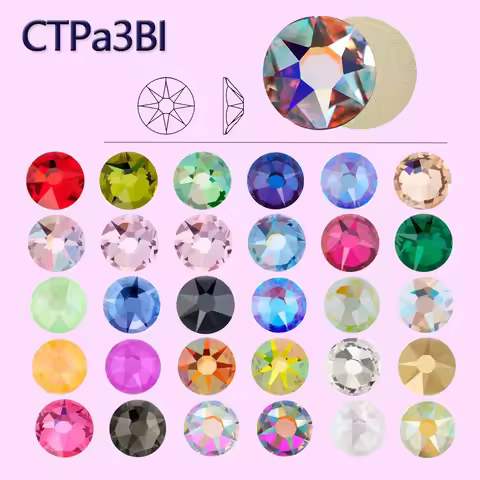 New Non Hotfix 8 Big 8 Small Colors AB Colors DIY Strass Stick On Flat Back Rhinestones For Nail Art