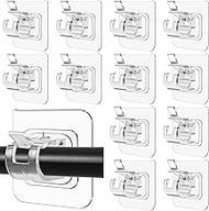 Dyrfolm 12PCS No Drill Curtain Rod Brackets,Nail Free Adjustable Curtain Hangers,Transparent Self Adhesive Curtain Rod Holder for Bathroom,Home and Kitchen