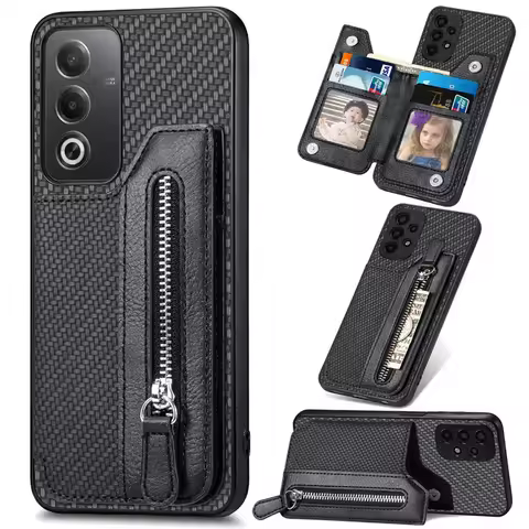 For OPPO A5 Pro 5G 4G Zipper Wallet Leather Holder Card Case For OPPO A6 Pro A80 A98 A79 A78 A58 A38