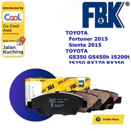 FBK Fortuner GUN155, Prius, Sienta Rear Disc Brake Pad GUN165 ZVW40 LEXUS AWL10 GRL10 ASE300  FD2900