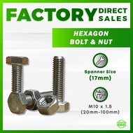 SUS 304 STAINLESS STEEL (M10) BOLT AND NUT/SCREW AND NUT/SKRU/BOLT/NAT