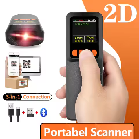 QR Mini Bluetooth Portable 1D 2D Barcode Scanner with Display Can Store data Easy to Operate connect