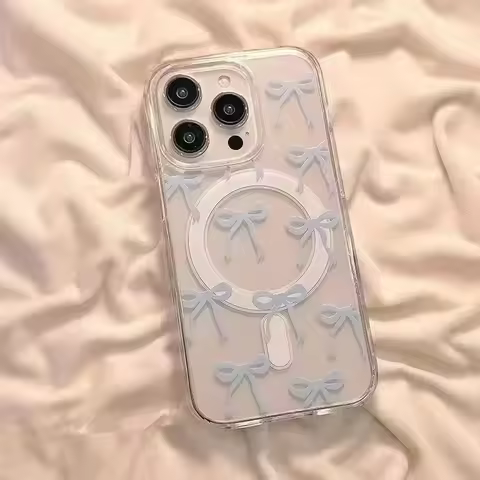 Pink Bow Flower Magsafe Wireless Charge Case For Samsung Galaxy Z Flip 7 6 5 4 3 Flip6 S25 Edge S24 