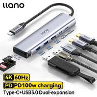 llano ตัวแปลงแบบหลายพอร์ตฮับ USB C ฮับ7 In 1 USB C Hub พร้อม4K/60Hz HDMI 2.0 100W PD USB-A 5Gbps และ
