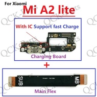 New For Xiaomi Mi A2 Lite USB Charging Dock Port Board with IC Connector Main Motherboard Flex Cable