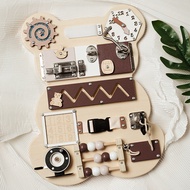 Cross-Border Wooden Bear Busy Board Children Montessori Wall Game Board Machine Unlock Busy Block To