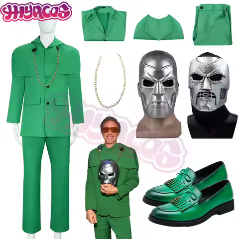 Hero Doctor Doom Cosplay Costume for Men Dr. Victor Von Doom Cospaly Suits Mask Green Shoes Anime Co