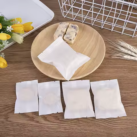 100pcs Thickened White Cotton Paper Tea Storage Bags Candy Bags For Birthday Baby Shower Cake Nougat