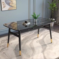 Light Luxury Dining Table Home Dining Table Modern Minimalist Dining Tables and Chairs Set Rectangular Thickened Imitation Marble Internet Celebrity Dining Table