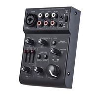 AGE03 5-Channel Mini Mic-Line Mixing Console Mixer with USB Audio Interface Built-in Echo Effect Pow