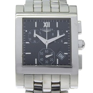 浪琴 DolceVita 手錶 L5.668.4，不鏽鋼，石英，模擬，黑色錶盤，男士。