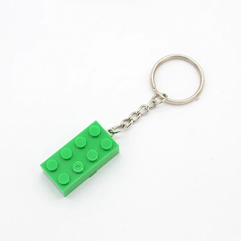 10pcs DIY MOC Brick Keychain Plate Thick Bricks 2x4 3001 Key Chain Building Block Gift for Kids Comp