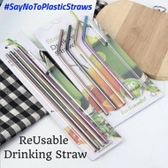 Stainless Steel Metal Drinking Straws Straight/Bent Reusable Straw