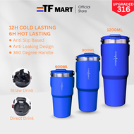 SUNDAYEROO 600ML 316 Stainless Steel Botol Termos Tahan Panas Sejuk Tumbler With Handle With Straw H