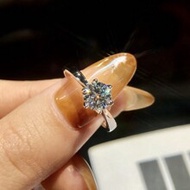 1pc 0.5ct-2ct 6-Prong Round D Color Moissanite Engagement Ring, Suitable For Women, 925 Sterling Sil