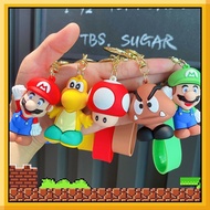 พวงกุญแจ Super Mario Bros เกมมาริโอ Bros Luigi Toad Yoshi Bowser พวงกุญแจรูปสำหรับจี้กระเป๋าคู่รัก