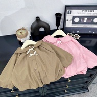 AG5 Lotus collar puffy windbreaker with cute bow for girls