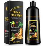 ALIVER Hair Dye Shampoo(Black), Natural Hair Dye Shampoo 3in 1- Hair Dyeing+Nourishing+Growing - 500