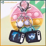 tweettwehhno Mini TV Keychain Horror Atmosphere Mini TV Keychain Pendant Simulation TV Pendant Bag P