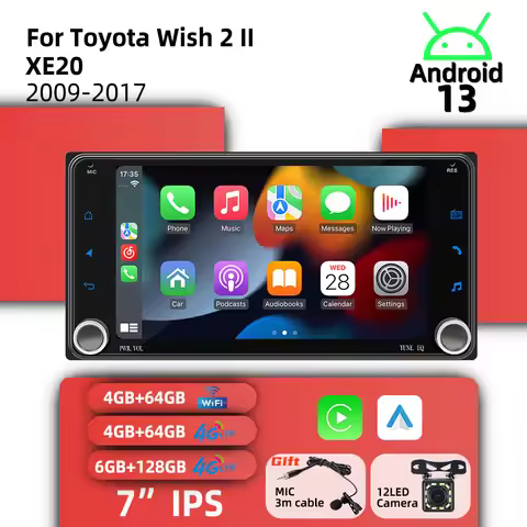 7" Screen Wireless Carplay Autoradio 2Din Android Radio Car Multimedia for Toyota Wish2 Wish 2 II XE