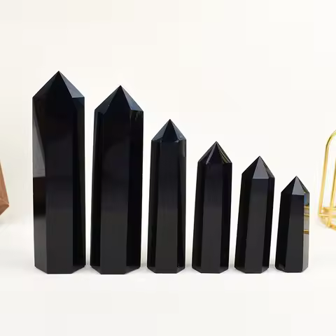 1Pc Natural Obsidian Crystal Obelisk Point Mineral Specimen Crafts Stone Beautiful Ornament Home Dec