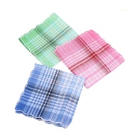 san* 5PCS Plaids Handkerchief Women Man Unisex Square Pocket Towel Face Wipe Towel