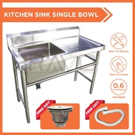 BRAVO Kitchen Sink Sinki Dapur Stainless Steel Kitchen Table with Rack Sink Stainless Steel Single Sink Stainless Steel