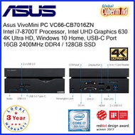 ASUS VivoMini PC VC66-CB7016ZN, Intel Core i7-8700T, 16GB 2400MHz DDR4, 128GBSSD, Win10 Home(Local Distributor/Warranty)