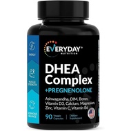 DHEA Micronized 200mg Complex with Pregnenolone 100mg Supplement for Men & Women with Ashwagandha, D