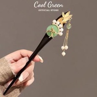 Golden Green Jade Hair Brooch – Luxurious and Elegant Vip67