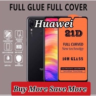 HUAWEI 21D FULL COVERAGE BLK TEMPERED GLASS NOVA 2LITE 2i 3i 4e 5T 7SE 7i 8i Y5P Y6P Y7P Y9S Y9PRIME