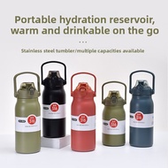 Stainless Steel Thermos Office School Outdoor Portable Sports Bottle [with Straw] 1200ml/1800ml