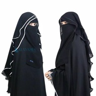 Niqab Butterfly 2 Layer Chiffon Silk Jetblack Alsyahra Exclusive Khimar