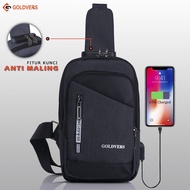 Tas slempang cowok terbaru 2021 HighQuality Goldvers Tas selempang dada pria Anti Maling Sling bag p